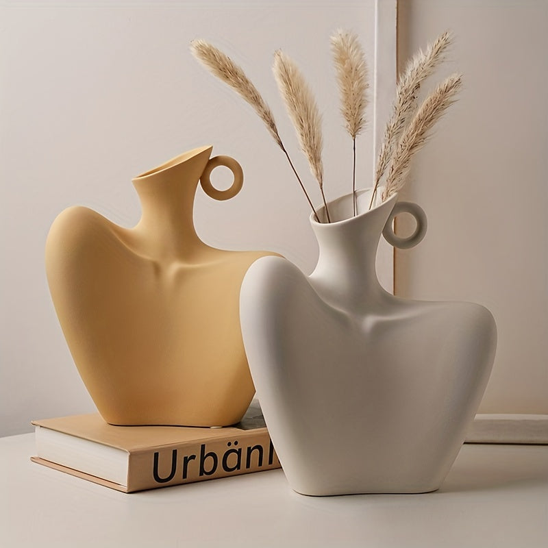 Collarbone Elegance: Abstract Ceramic Bust Vase Vixilly 2