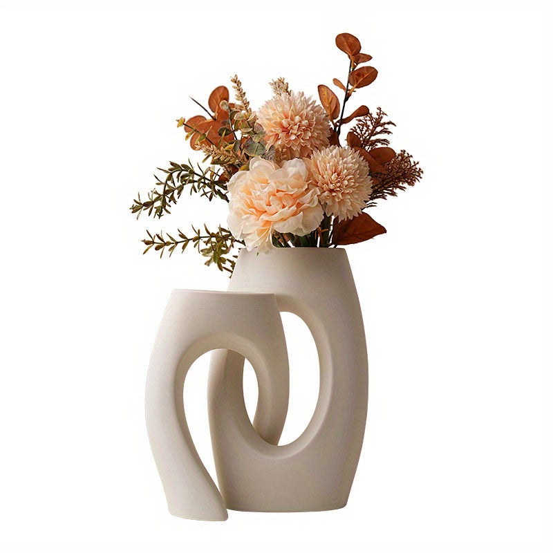 Contemporary Charm: Duo of White Ceramic Vases Vixilly 6