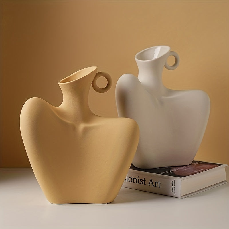 Collarbone Elegance: Abstract Ceramic Bust Vase Vixilly 4