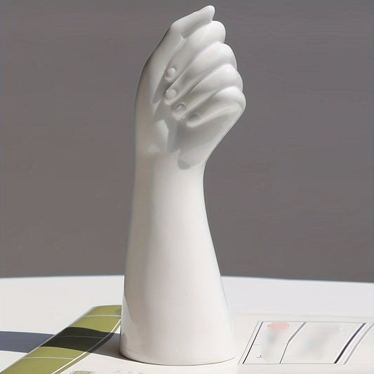 Hand in Bloom: White Ceramic Vase White Vixilly