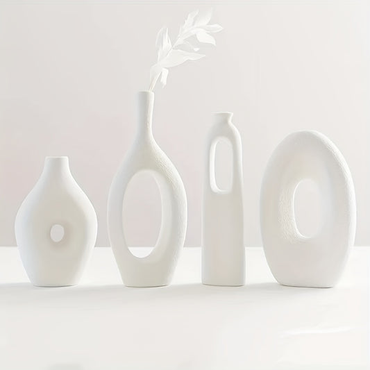 Nordic Elegance: 4-Piece White Ceramic Vase Set Vixilly 1