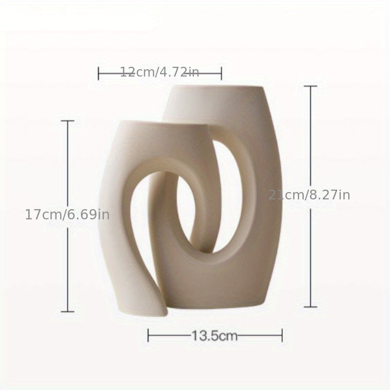 Contemporary Charm: Duo of White Ceramic Vases Vixilly 7